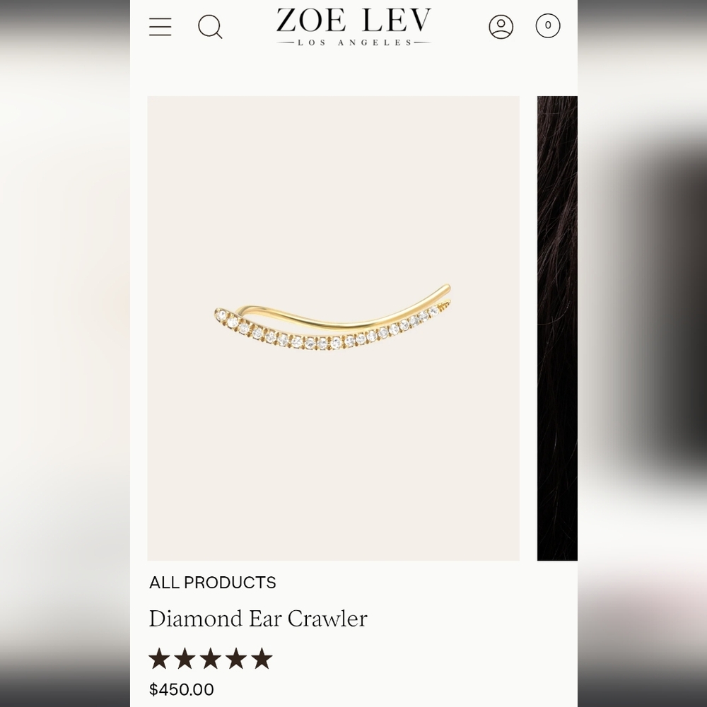 Elegant Diamond Right Side 14k Gold Ear Crawler